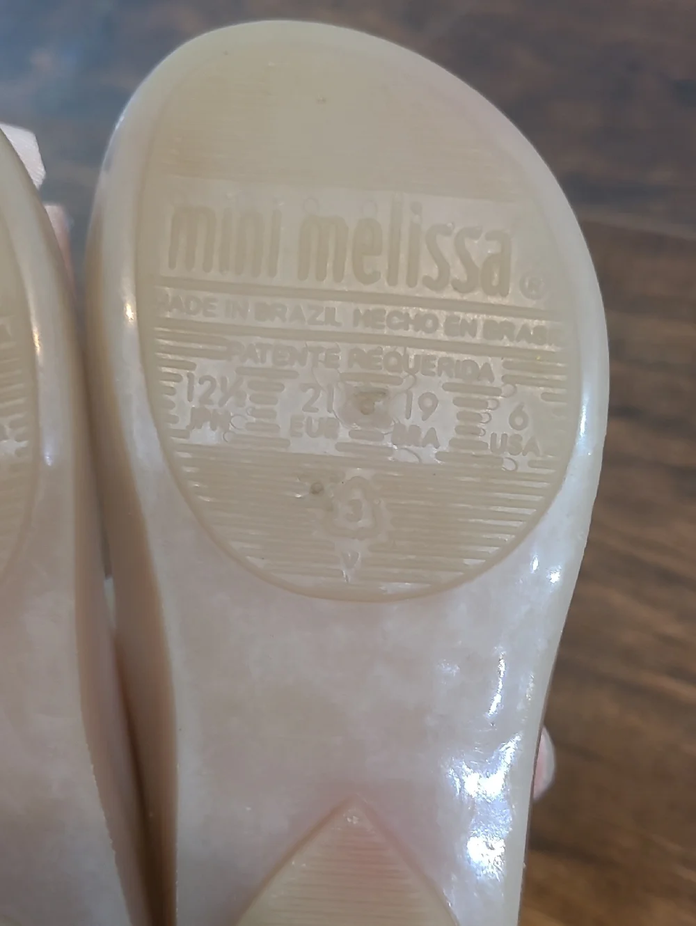Mini Melissa Cream Jelly Mary Jane Shoes with Pink Bows 6c